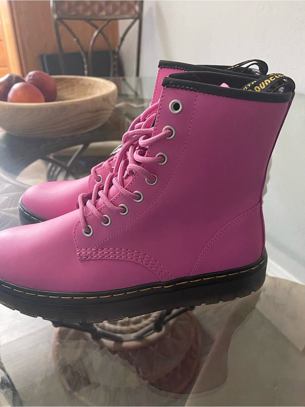 Dr. Martens Bright Pink Lace-Up Combat Boots - Picture 2 of 7